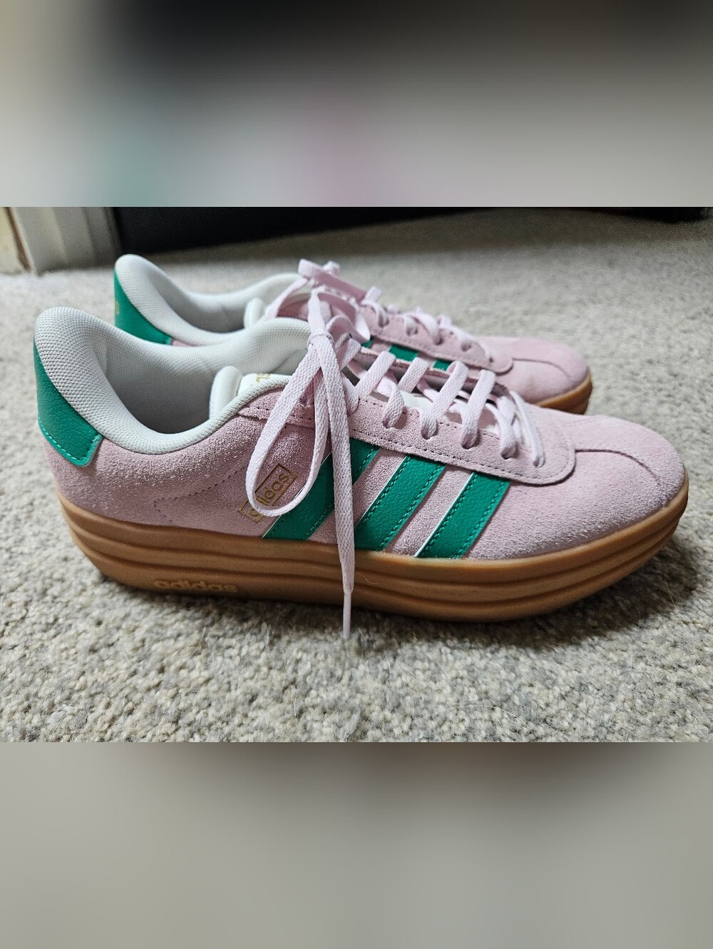 Adidas VL Court Bold Platform Sneaker 8.5 Pink/ Green - Picture 5 of 6